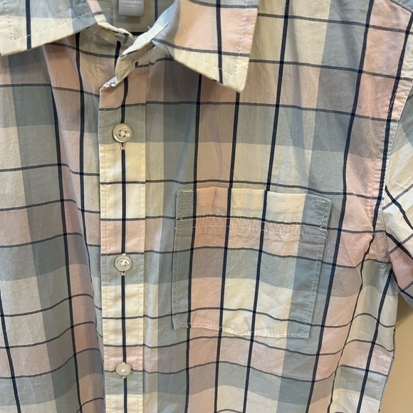 Lot of  2 Short sleeve button down shirts-dark blue & pink/light blue/white Sz L - Picture 4 of 9